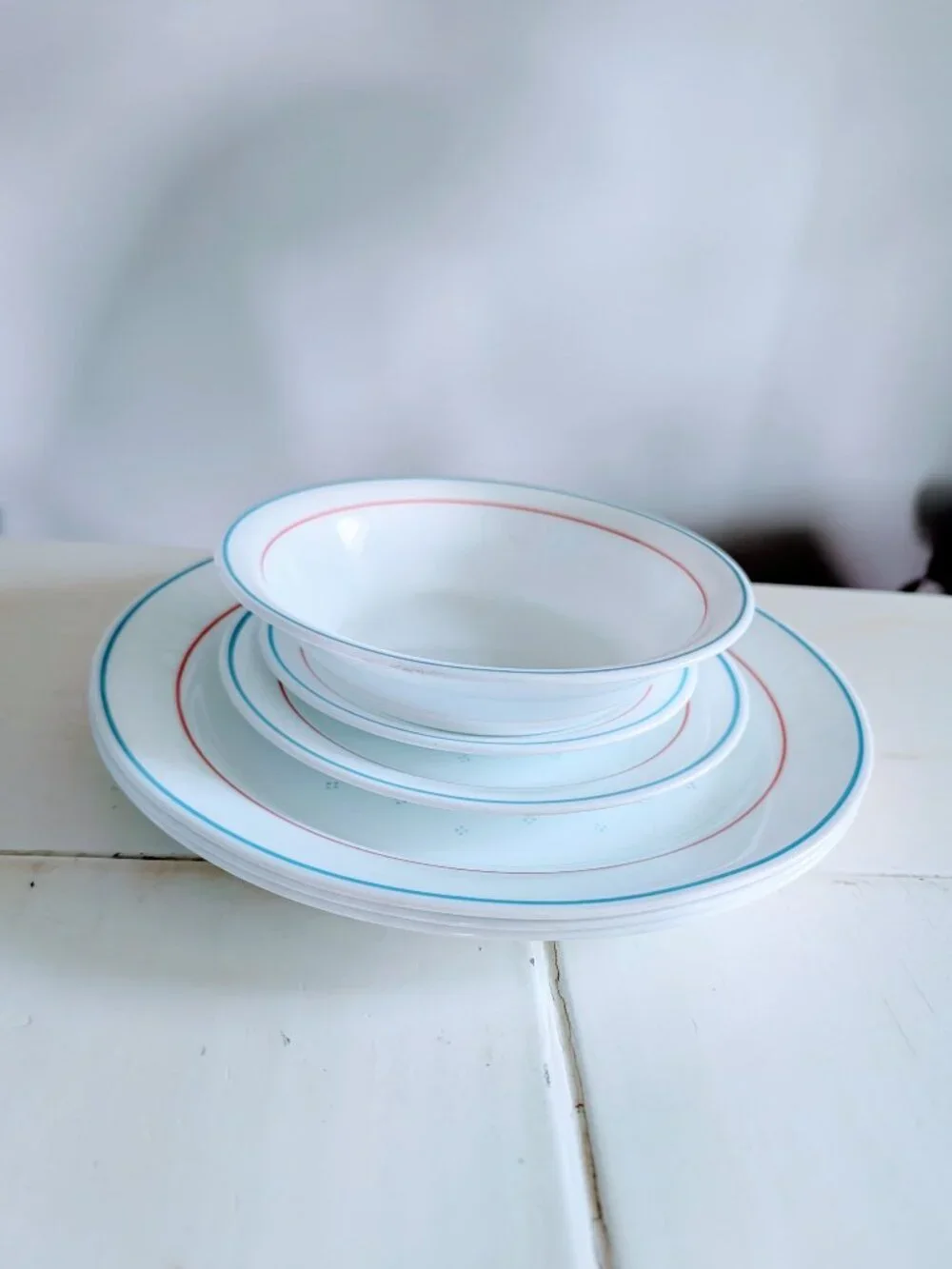 VTG Set of 6 Corelle Country Cornflower Dishes Dinner & Side Plates Bowl Saucer